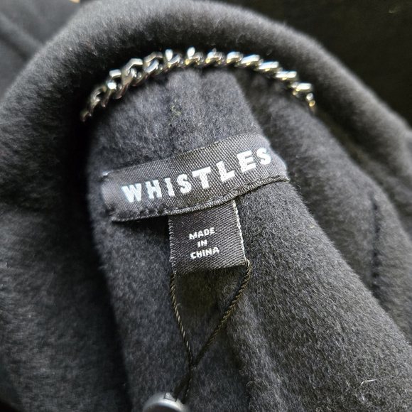 Whistles Black Wool Blend Long Coat Notch Lapel Minimalist Winter Small NWT - Picture 4 of 9